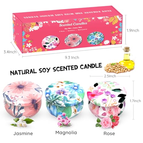 3 Pack Scented Candles Set for Christmas Thanksginving Gift, Relaxing Aromatherapy Candles Gift Henaler