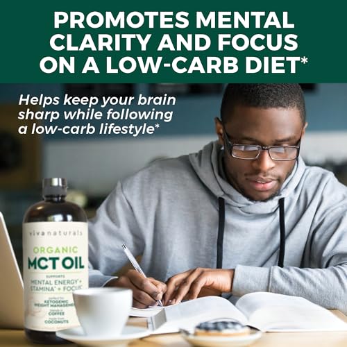 Viva Naturals Organic MCT Oil for Keto Coffee (32 fl oz) - Best MCT Oil Supplement Viva Naturals