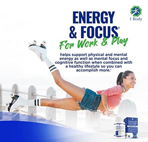 1 Body Thyroid Support Supplement with Iodine - Energy & Focus Support