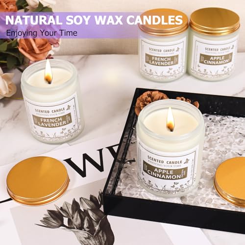 4 Pack Candles for Home Scented, Lavender & Cinnamon Candles Gifts for Women, 28 oz 200H Long zsaltt