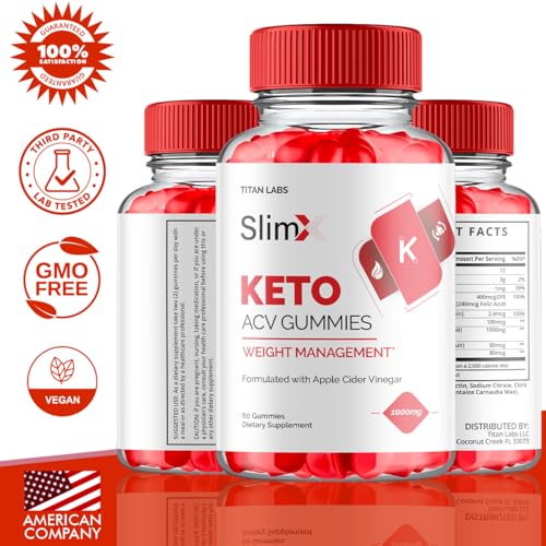 (2 Pack) SlimX Keto ACV Gummies, SlimX Keto ACV Advanced Weight Loss 1000MG Apple Titan Labs