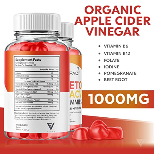 (2 Pack) Impact Keto Gummies for Weight Loss and Belly Fat Diet, AVC Keto ACV Advanced Fyvus