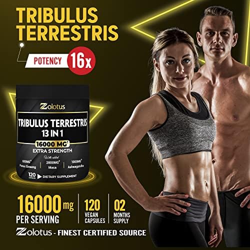13in1 Tribulus Terrestris Capsules - 16000mg Per Serving with Maca, Horny Goat Weed Zolotus