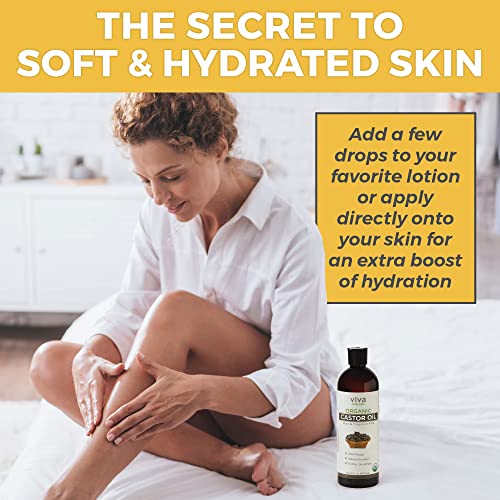 Viva Naturals Organic Castor Oil, 16 fl oz - Cold Pressed Castor Oil for Skin, Hair and Lashes - Traditionally Viva Naturals