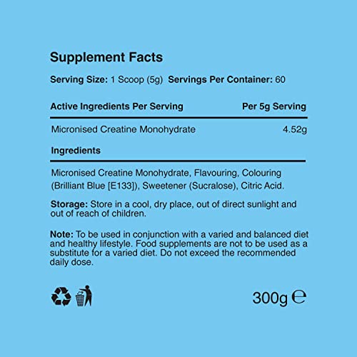 Warrior Creatine Monohydrate Powder – 300g – Micronised for Easy Mixing 