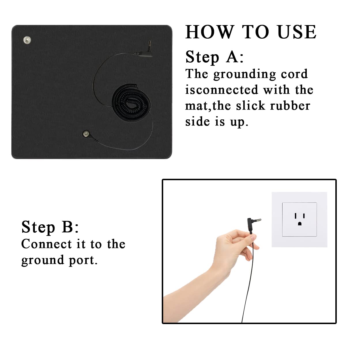 WAUZOBLE Grounding Mat, Grounding Bed Foot Mat with 1 Grounding Cord Indoor Mat Improving WAUZOBLE