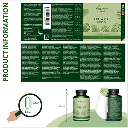 Vegavero Vegan Collagen Supplement | 2000mg | Complex with L-Lysine, L-Proline, Vitamin C (Acerola) & Superfoods Extracts | NO Additives, Lab-Tested | 120 Capsules Vegavero