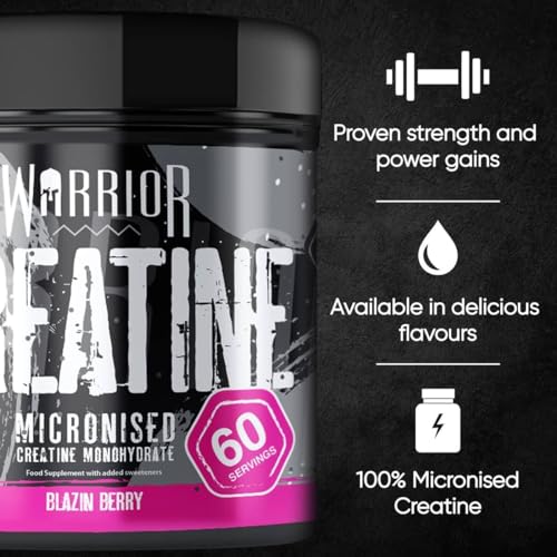 Warrior Creatine Monohydrate Powder – 300g – Micronised for Easy Mixing and Consumpti Warrior