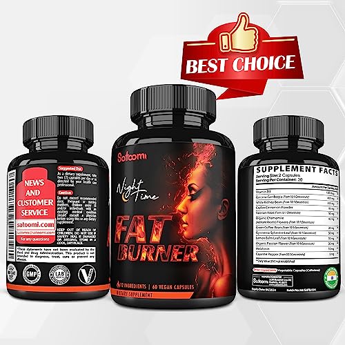 12in1 Night Time Fat Burner for Women - VitaminD.3, Garcinia Cambogia, White Kidney Bean Satoomi