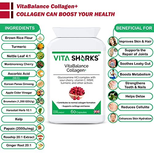 VitaBalance Collagen+ 60 Capsules for Skin, Hair, Nails, Joints & Connective Tissue Vita Sharks