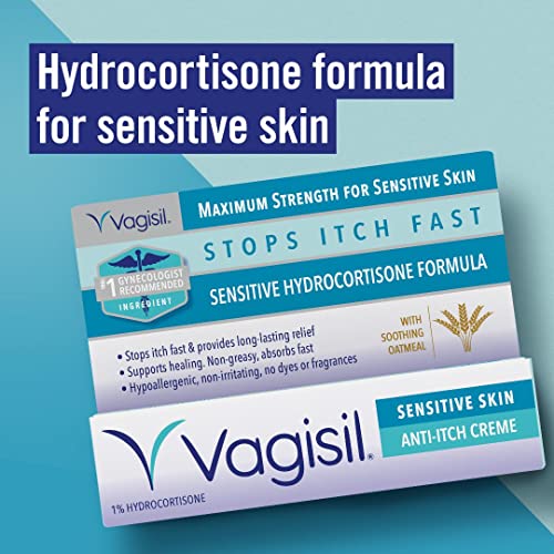 Vagisil Maximum Strength Feminine Anti-Itch Cream for Women, Sensitive Skin Formula with Hydrocortisone Vagisil