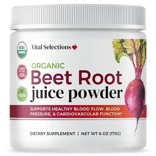 Vital Selections 100% Organic Beet Root Juice Powder, Highest Purity and Potency