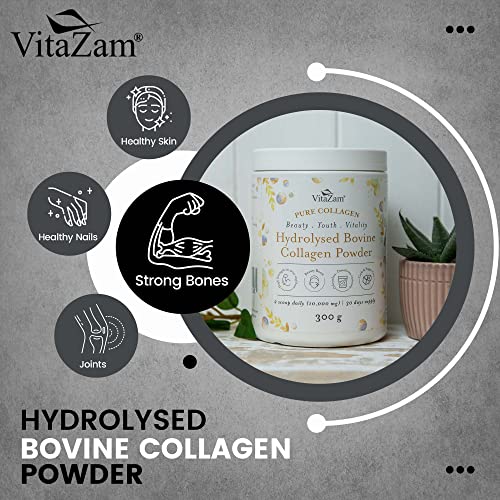 Vitazam Bovine Collagen Peptides - Hydrolyzed Type 1 & 3 Collagen Powder Protein Supplement for Healthy VitaZam