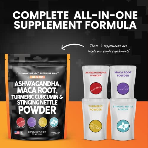 4in1 Ashwagandha Maca Root Powder Supplement with Turmeric Stinging
