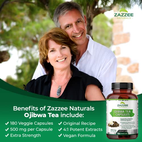 Zazzee Extra Strength Ojibwa Tea 500 mg, 180 Vegan Capsules, Rene Caisse's Original Zazzee