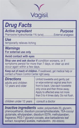 Vagisil Anti-Itch Medicated Feminine Intimate Wipes for Women, Maximum Strength, Gynecologist Tested Vagisil