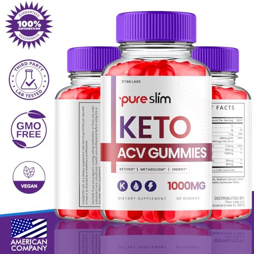 (3 Pack) Pure Slim Keto ACV Gummies, Pure Slim Keto ACV Advanced Weight Loss 1000 MG Titan Labs