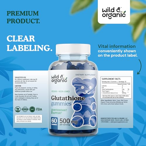 Wild & Organic Glutathione Gummies - Reduced Glutathione for Liver Cleanse & Antioxidants Wild & Organic
