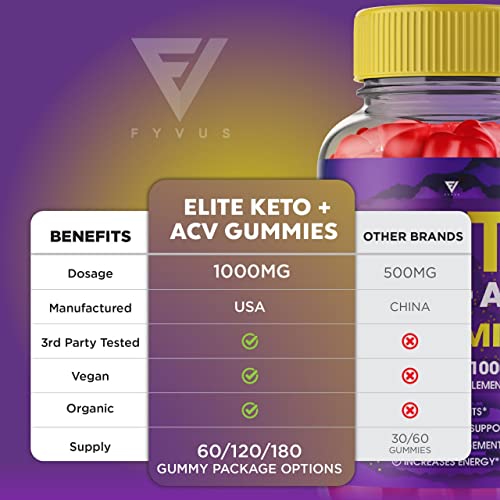 (3 Pack) Elite Keto ACV Gummies AVC, Elite Keto Plus ACV Advanced Weight Loss Gummies Fyvus