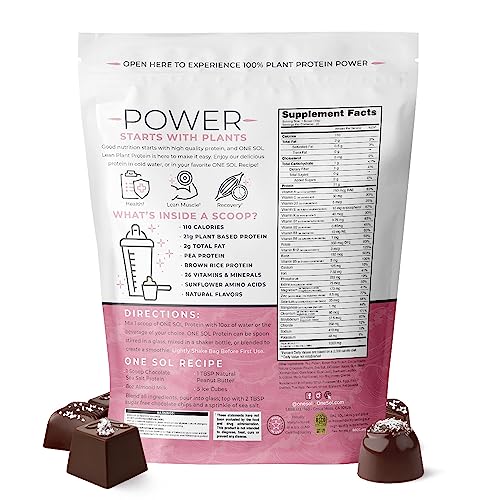 One Sol Lean Plant Protein Powder Chocolate Sea Salt, Low Carb, Gluten Free, Lactose One Sol