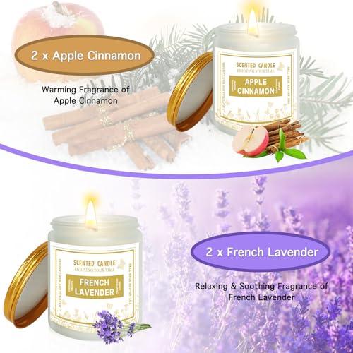 4 Pack Candles for Home Scented, Lavender & Cinnamon Candles Gifts for Women, 28 oz 200H Long zsaltt