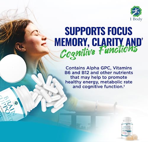 1 Body Brain Support: Twin Pack - 90 Capsules Each - Alpha GPC