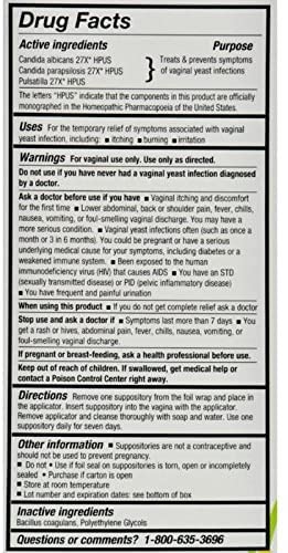 Yeast-Gard Advanced Homeopathic Suppositories 10 ea (Pack of 2) Perry Ellis