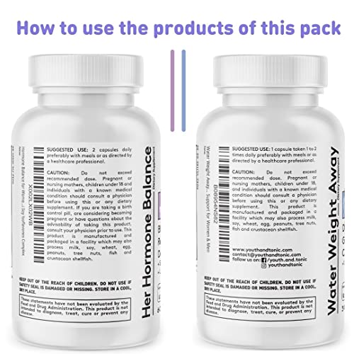 Youth & Tonic Water Retention Pills for Women and Hormone Balance Capsules for Swelling & Loss Youth & Tonic