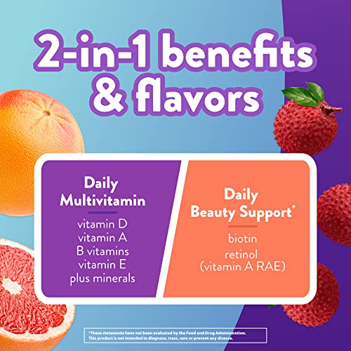 Vitafusion Multivitamin Plus Beauty – 2-in-1 Benefits – Adult Gummy with Hair, Skin & Nails Vitafusion