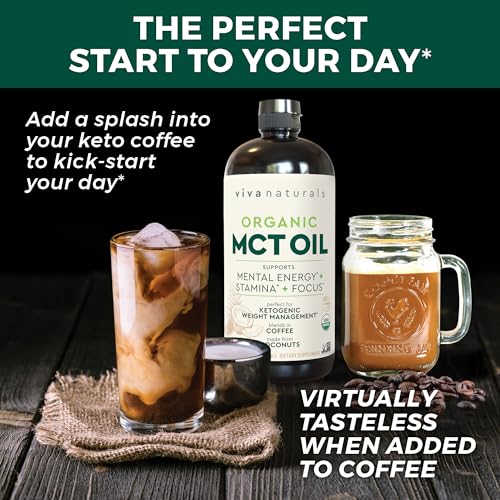 Viva Naturals Organic MCT Oil for Keto Coffee (32 fl oz) - Best MCT Oil Supplement Viva Naturals