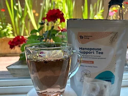 1Balance Living Menopause Support Tea: Cooling Hibiscus Mint, Perimenopause 1Balance Living