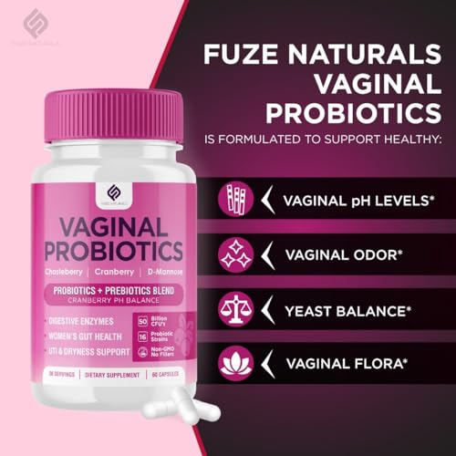 Vaginal Probiotics for Women Digestive Enzymes Gut Health PH Balance Pills, Women's Fuze Naturals