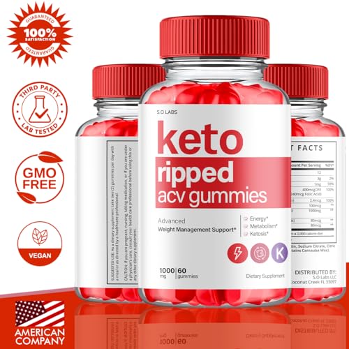 (2 Pack) Keto Ripped ACV Gummies Advanced Weight Loss, Keto Ripped Keto + ACV Gumm S.O Labs