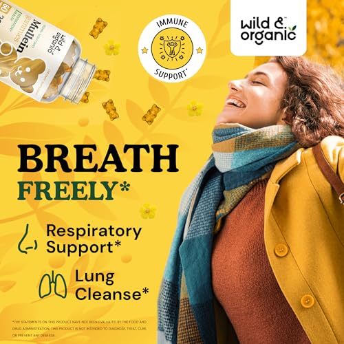 Wild & Organic Mullein Gummies - Daily Dietary Supplement for Respiratory, Digestive Wild & Organic