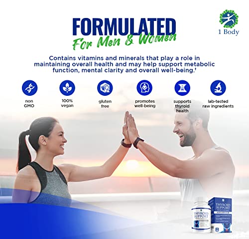1 Body Thyroid Support Supplement with Iodine - Energy & Focus Support