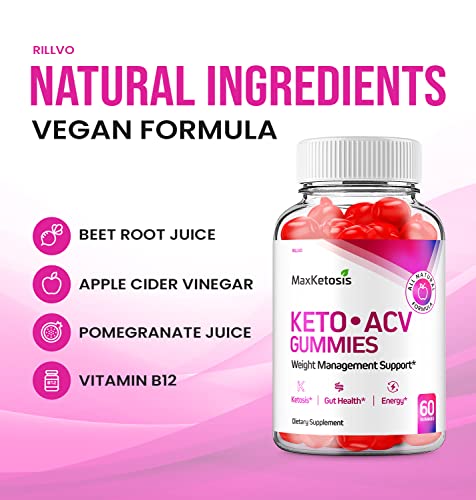 (2 Pack) Max Ketosis Keto ACV Gummies Max Ketosis Advanced Formula Apple Cider Vinegar Rillvo