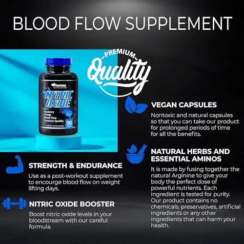 VitaHalal Nitric Oxide Supplement - Powerful Nitric Oxide Booster for Men to Support Blood Pressure, Healthy Blood Flow, Supplement for Men - Natural Energy Boost, L-Arginine Non-GMO Capsules