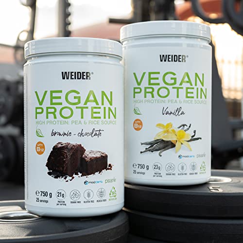Weider Vegan Protein (750g) Vanilla Flavour. 23g Protein/dose, Pea Isolate (Pisane) & Rice Proteins Weider