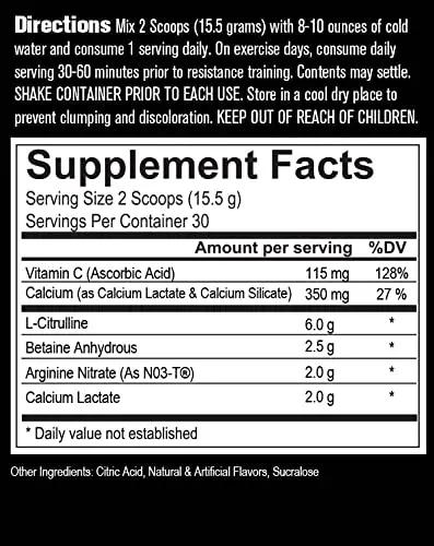 VASOBLITZ Award Winning Dual Nitric Oxide Pre Workout with NO3T Arginine Nitrate BFF Build Fast Formula