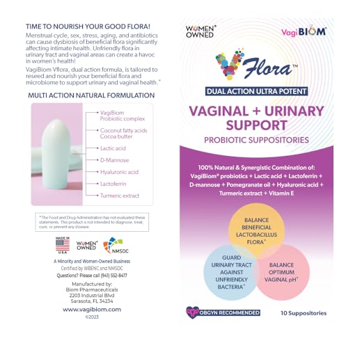 VagiBiom Dual Action Formula. Vaginal and Urinary Support to Balance Intimate Flora VagiBiom