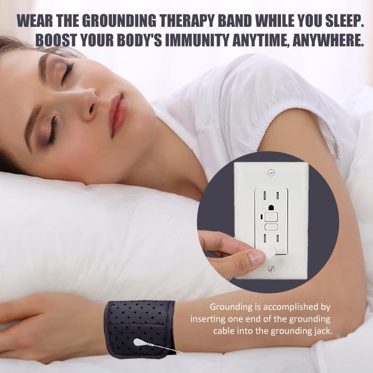 WAUZOBLE Grounding Wrist Strap, Ground Strap with 15 Ft Grounding Cord, Grounding Therapy Band WAUZOBLE