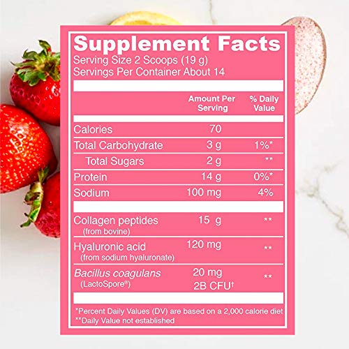 Vital Proteins Beauty Collagen (Strawberry Lemon, Canister) - 120mg of Hyaluronic Acid Vital Proteins