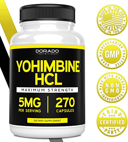 Yohimbine HCL 5mg For Men and Women (270 Capsules) - More Potent Than Yohimbe DORADO NUTRITION