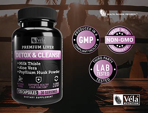 Véla Colon Cleanse & Liver Detox Formula Cleanse - 22 Herbs with Milk Thistle, Turmeric