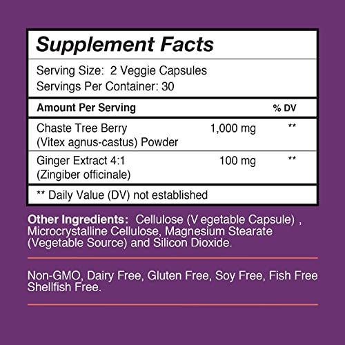 Vitex Chasteberry Supplement for Women - 100% All-Natural PMS & Menopause Support Supplement Intimate Rose