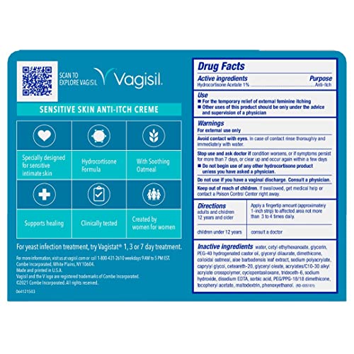 Vagisil Maximum Strength Feminine Anti-Itch Cream for Women, Sensitive Skin Formula with Hydrocortisone Vagisil