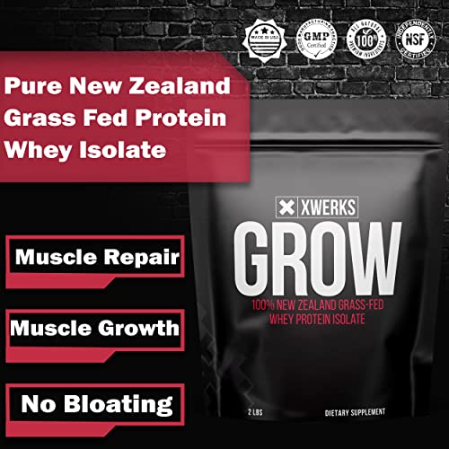 Xwerks Grow 100% New Zealand Grass-Fed Whey Protein - 25g of Pure Isolate Protein Xwerks