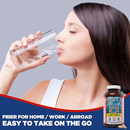 Yerba Prima Prebiotics Colon Care Fiber Caps, 180 Capsules - Five Forms of Fiber Plus FOS Yerba Prima