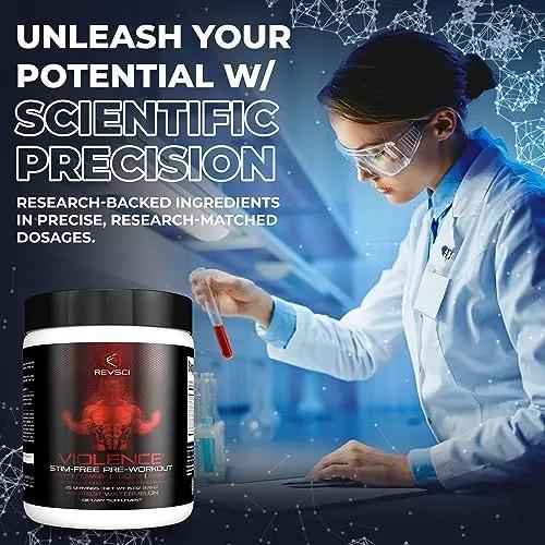 VIOLENCE Stim Free Pre Workout Powder by REVSCI, Precision Dosed Non Stim Preworkout Revolution Science