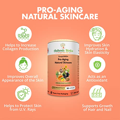 Vegan Collagen Boosting Natural Plant-based Skincare, Vitamins for Healthy Skin with Antioxidants Authentic Biotics